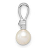 Sterling Silver Rhodium Plated Diamond & Freshwater Cultured Pearl Pendant P3199