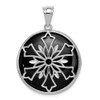 Sterling Silver Snowflake Diamond-Cut Mother of Pearl & Onyx Reversible Pendant