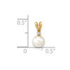 14k Yellow Gold 5-6mm Round White Saltwater Akoya Cultured Pearl Diamond Pendant