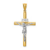 14K Two-tone Gold Polished INRI Crucifix Cross Pendant