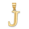 14k Yellow Gold Polished Etched Letter J Initial Pendant