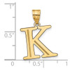 14k Yellow Gold Polished Etched Letter K Initial Pendant