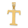 14k Yellow Gold Polished Etched Letter T Initial Pendant