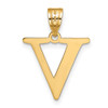 14k Yellow Gold Polished Etched Letter V Initial Pendant