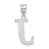 14k White Gold Polished Etched Letter J Initial Pendant