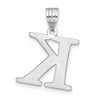 14k White Gold Polished Etched Letter K Initial Pendant