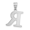 14k White Gold Polished Etched Letter R Initial Pendant