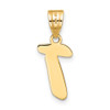 14k Yellow Gold Polished Script Letter T Initial Pendant