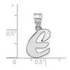 14k White Gold Polished Script Letter E Initial Pendant