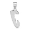 14k White Gold Polished Script Letter J Initial Pendant