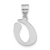 14k White Gold Polished Script Letter O Initial Pendant