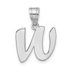 14k White Gold Polished Script Letter W Initial Pendant