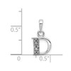 14k White Gold with Rhodium Diamond Letter D Initial Pendant