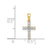 14k Yellow Gold and Rhodium 1/10ctw Diamond Latin Cross Pendant