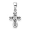 Sterling Silver Rhodium-plated Enamel & Glitter Fabric Cross Pendant