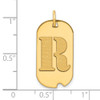 14k Yellow Gold Polished Letter R Initial Dog Tag Pendant