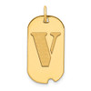 14k Yellow Gold Polished Letter V Initial Dog Tag Pendant