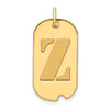 14k Yellow Gold Polished Letter Z Initial Dog Tag Pendant