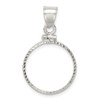 Sterling Silver 19.1 x 1.5mm Diamond-Cut Coin Bezel Pendant