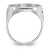 14k White Gold Mens Polished Masonic Side Diamond-cut 16.5mm Coin Bezel Ring