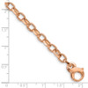 8.5" 14K Rose Gold 5mm Hand Polished with Ridged Edge Fancy Link Fancy Lobster Clasp Bracelet