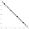 7" Sterling Silver Rhodium-plated Composite Ruby and Diamond Bracelet QX855R