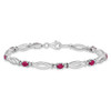 7" Sterling Silver Rhodium-plated Composite Ruby and Diamond Bracelet QX856R