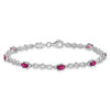 7" Sterling Silver Rhodium-plated Composite Ruby and Diamond Bracelet QX860R