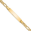 7" 10k Yellow Gold Hollow Figaro Link ID Bracelet