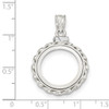 14k White Gold Twisted Wire Polished Screw Top Bezel Pendant 16.5 mm