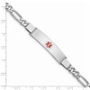 7" Sterling Silver Rhodium-plated Medical ID Figaro Link Bracelet with Free Engraving