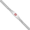 7" Sterling Silver Rhodium-plated Medical ID Bracelet w/Curb Link with Free Engraving