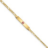 7" 14k Yellow Gold Medical Polished Red Enamel ID with Hollow Link Bracelet with Free Engraving