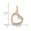 10K Two-tone Gold Polished CZ Hearts Charm