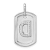 14K White Gold Diamond Initial D Dog Tag Charm