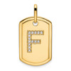 14K Yellow Gold Diamond Initial F Dog Tag Charm