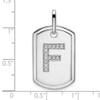 14K White Gold Diamond Initial F Dog Tag Charm