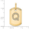 14K Yellow Gold Diamond Initial Q Dog Tag Charm