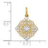 10K Yellow Gold w/Rhodium-plating and Diamond-cut Filigree Medallion Charm 10K9506