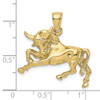 10K Yellow Gold Polished Raging Bull with Horns Charm