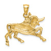 10K Yellow Gold Polished Raging Bull with Horns Charm