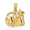 10K Yellow Gold 3-D Polished Two Kittens Charm