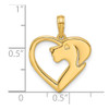 14K Yellow Gold Polished Heart with Dog Charm