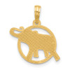 14K Yellow Gold Polished Elephant in Circle Charm