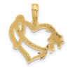 14K Yellow Gold Fancy Heart and Ribbon Charm