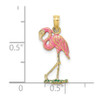 10K Yellow Gold 3-D Pink Enamel Flamingo Charm