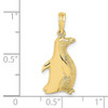 10K Yellow Gold 2-D Polished and Engraved Penguin Charm