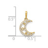 10K Yellow Gold Polished Clear CZ Moon and Stars Charm