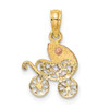 10k Two-tone Gold Baby Carriage w/ Visor Charm