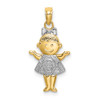 10K Yellow Gold Textured w/Rhodium-plating Girl Charm